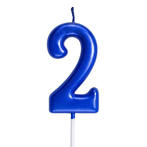XNOVA Blue Birthday Candles 2 Candle 2nd Two Years Cake Bady Roman Numberal Cool Number Candle No 20 21 22 23 25 24 26 28 27 29 - Image 1