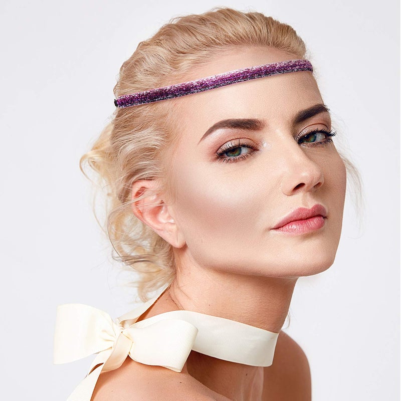 WILLBOND 10 Pcs Glitter Non Slip Running Headbands Elastic Girls Sports Velvet Sparkly Fabric Stretchy Shiny Headbands Pack Workout Fashion Hair Accessories for Teen Girl Women Party Favors(0.4 Inches/ 1 cm) - Image 2