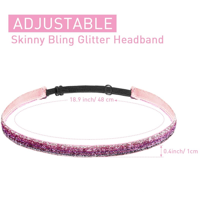 WILLBOND 10 Pcs Glitter Non Slip Running Headbands Elastic Girls Sports Velvet Sparkly Fabric Stretchy Shiny Headbands Pack Workout Fashion Hair Accessories for Teen Girl Women Party Favors(0.4 Inches/ 1 cm) - Image 3