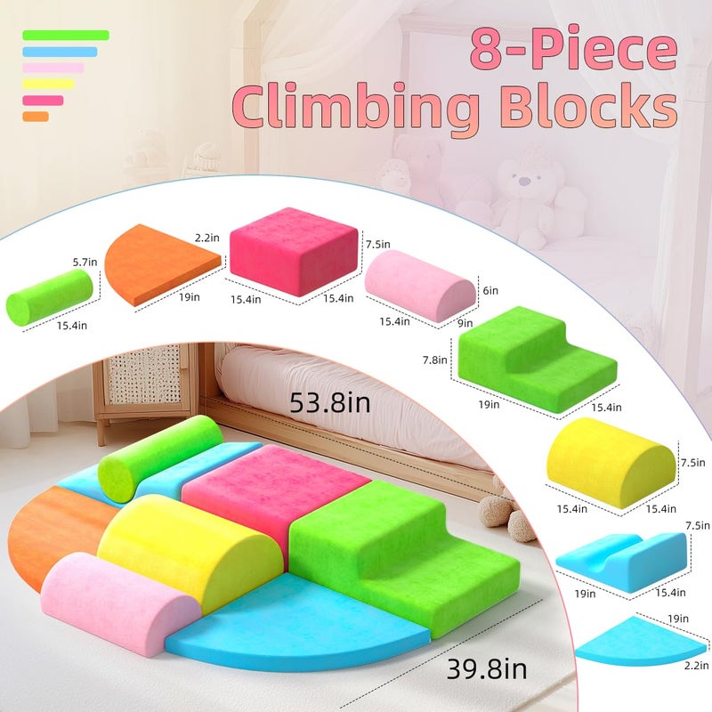 cjdropshipping 8 Piece Toddler Climbing Blocksï¼ŒSoft Play Climbing Toys Indoor for Toddlers Ideal Crawling and Exploration Play Set for Baby Gym/Toddler Playground (Rainbow Color, 8pcs) - Image 3