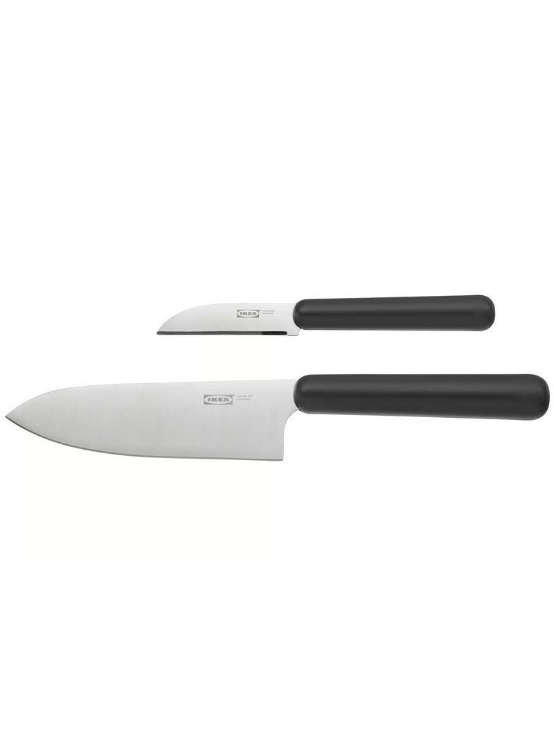 Two Piece Kitchen Knife Set, Grey/Black 