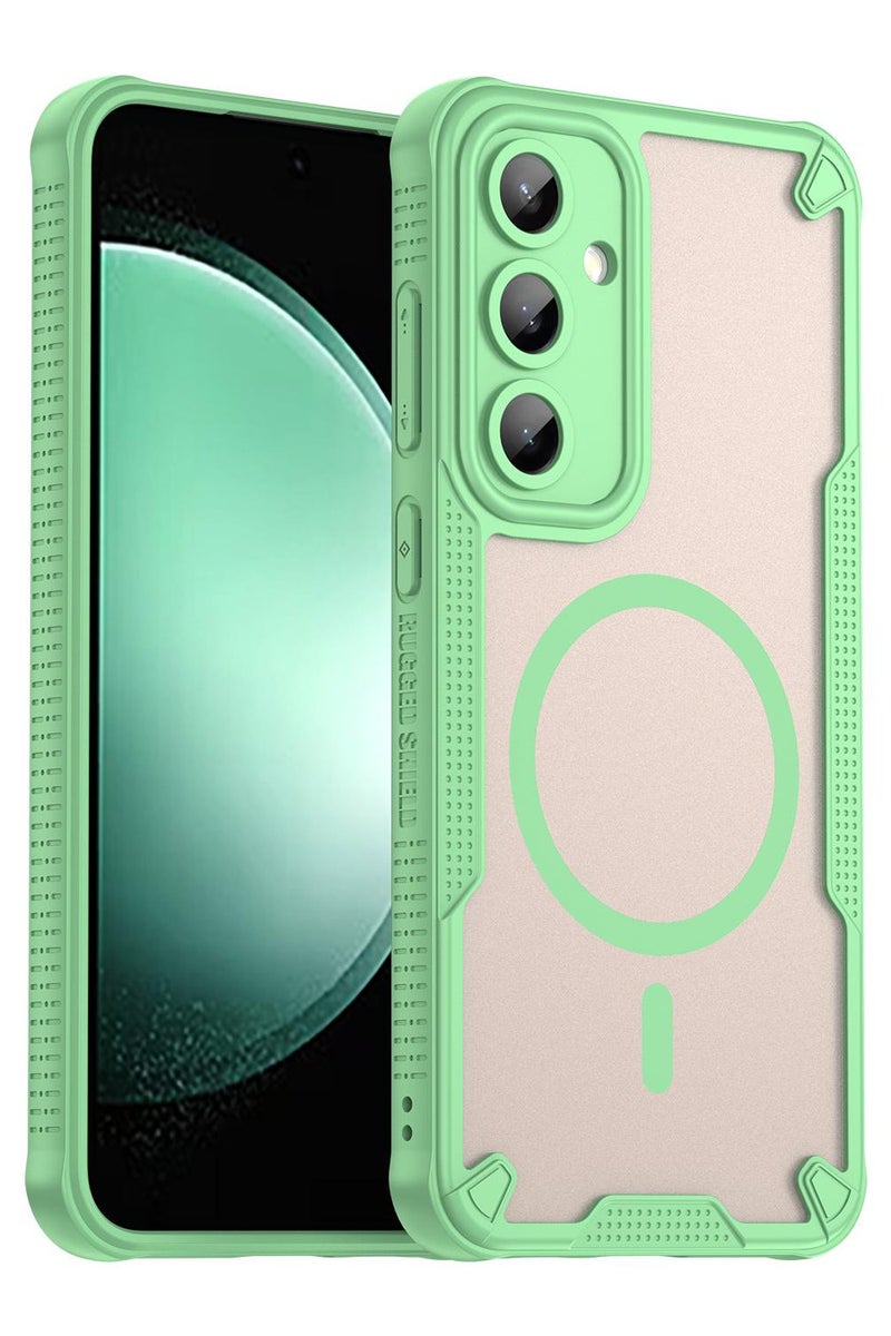 Cover For Samsung Galaxy S25 Plus Armor Glaze MagSafe Magnetic Phone Case Raised edges around the screen and camera lens help prevent scratches - Green - Image 1