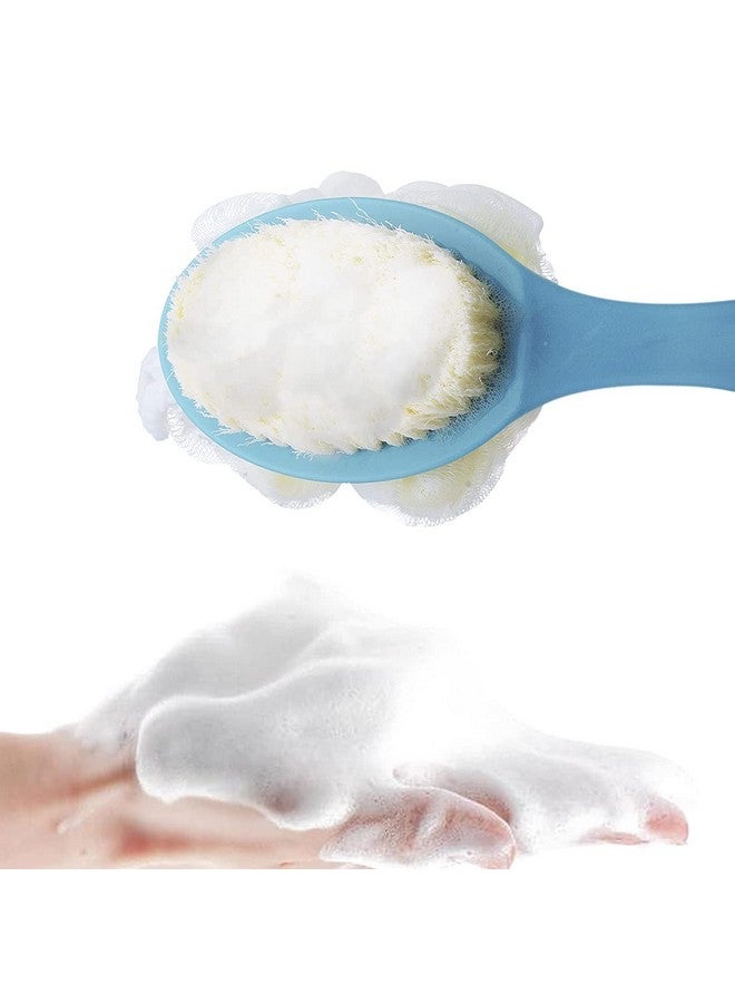 SEASPIRIT 2 IN 1 Loofah with handle Body Brush,Bath shower Brush Curved Long Handled for Skin Exfoliating Bath,Massage Bristles Suitable for Wet or Dry, Men and Women (Random Colour) - Image 2