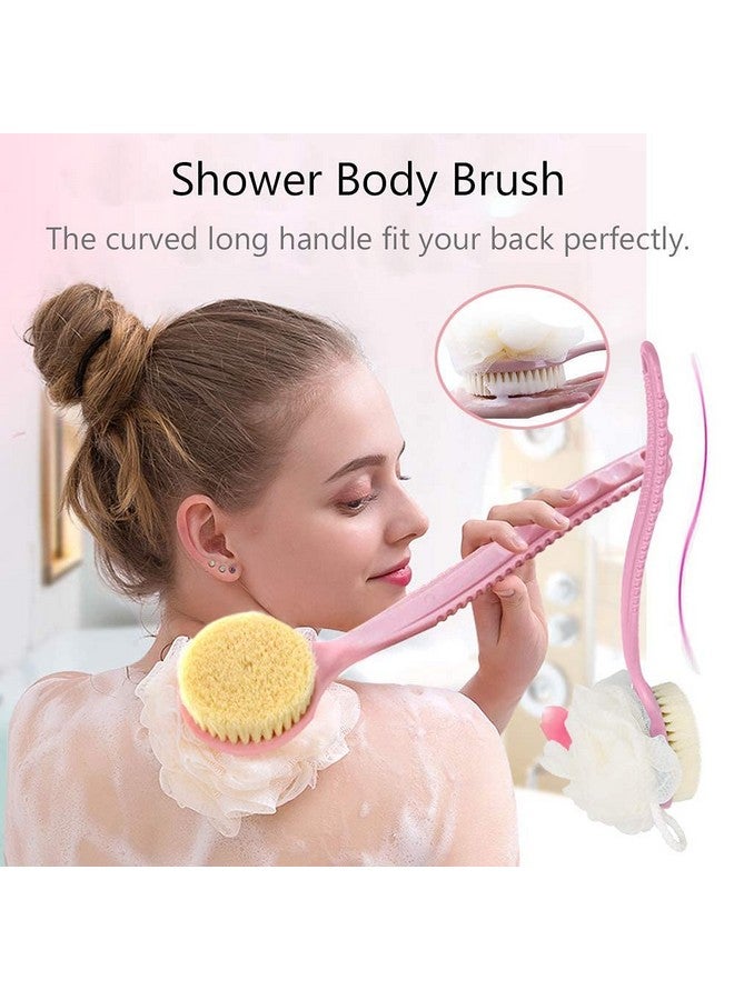 SEASPIRIT 2 IN 1 Loofah with handle Body Brush,Bath shower Brush Curved Long Handled for Skin Exfoliating Bath,Massage Bristles Suitable for Wet or Dry, Men and Women (Random Colour) - Image 4