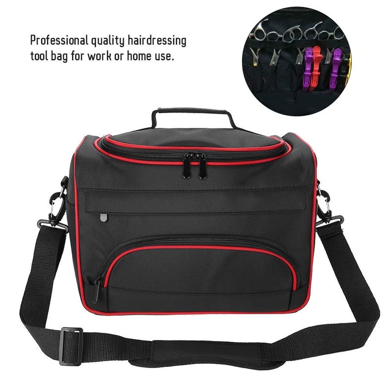 كلاراكو حقيبة تصفيف الشعر وحقيبة الحلاق، حقيبة تخزين سفر كبيرة السعة لتصفيف الشعر ومستحضرات التجميل وأدوات الزينة لحالات السفر وحقيبة تنظيم وحامل حقيبة (أسود) - Image 3