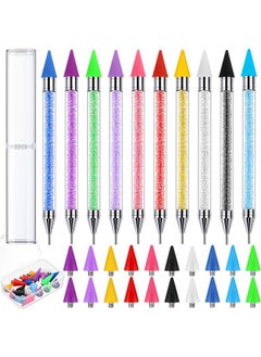 Tatuo 20 Pcs Dual Ended Nail Rhinestone Picker With 20 Replacement Wax Tips, Crayon Nail Pen For Rhinestone Applicator Crystal Beads Handle Dotting Tools Pens For Nail Manicure Art Diy Decoration  - Image 1