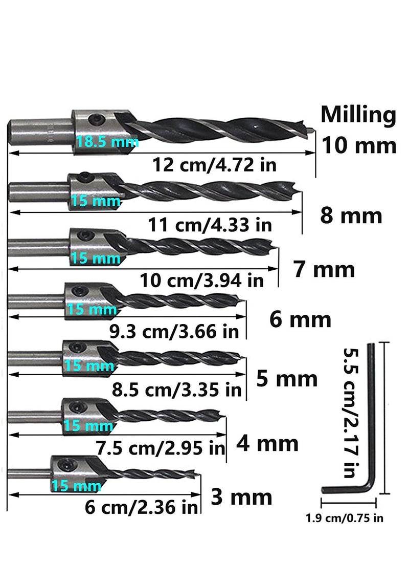 Y&D - 7-Piece High Speed Steel Countersink Drill Bit with One L-wrench Silver 13.00 x 3.00 11.00cm - Image 1
