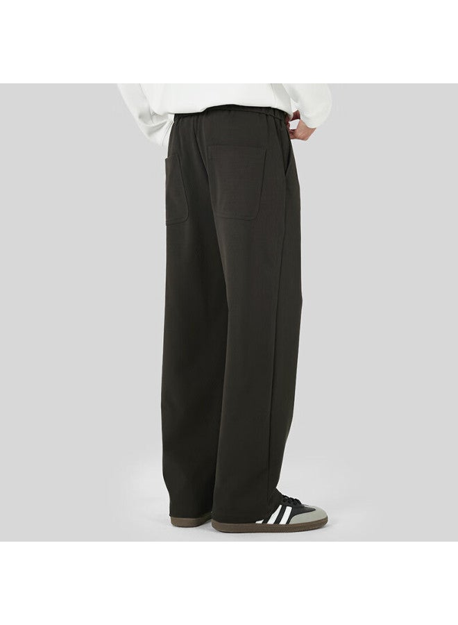 Markless Men's Casual Autumn Winter Loose Straight Cotton Blend Pants 4870 Chestnut Brown S - Image 4
