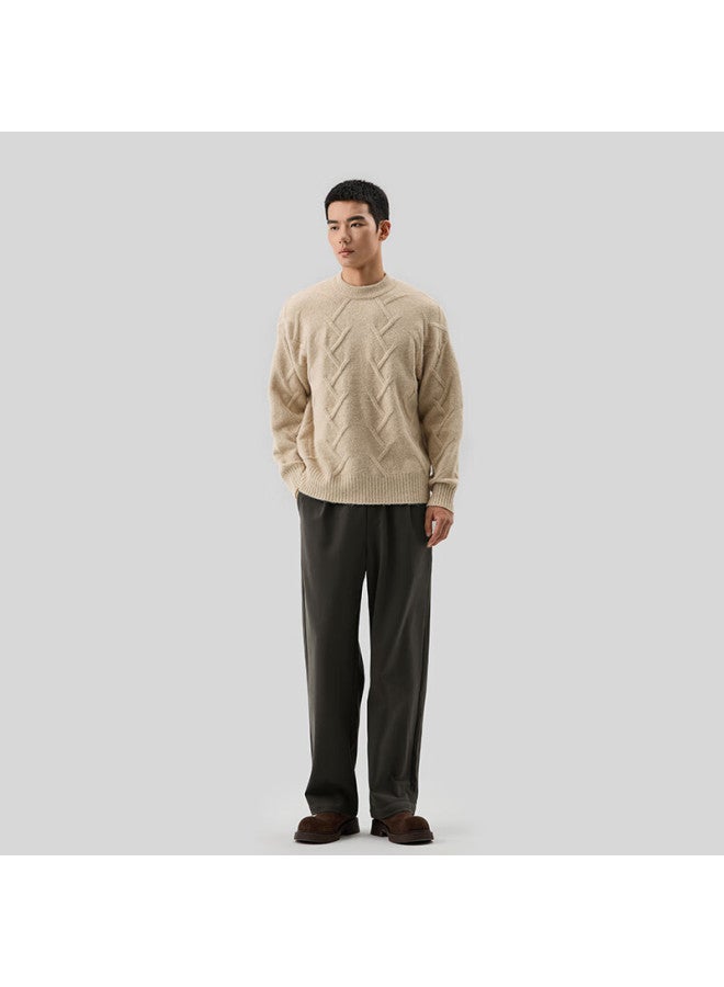 Markless Men's Casual Autumn Winter Loose Straight Cotton Blend Pants 4870 Chestnut Brown S - Image 3