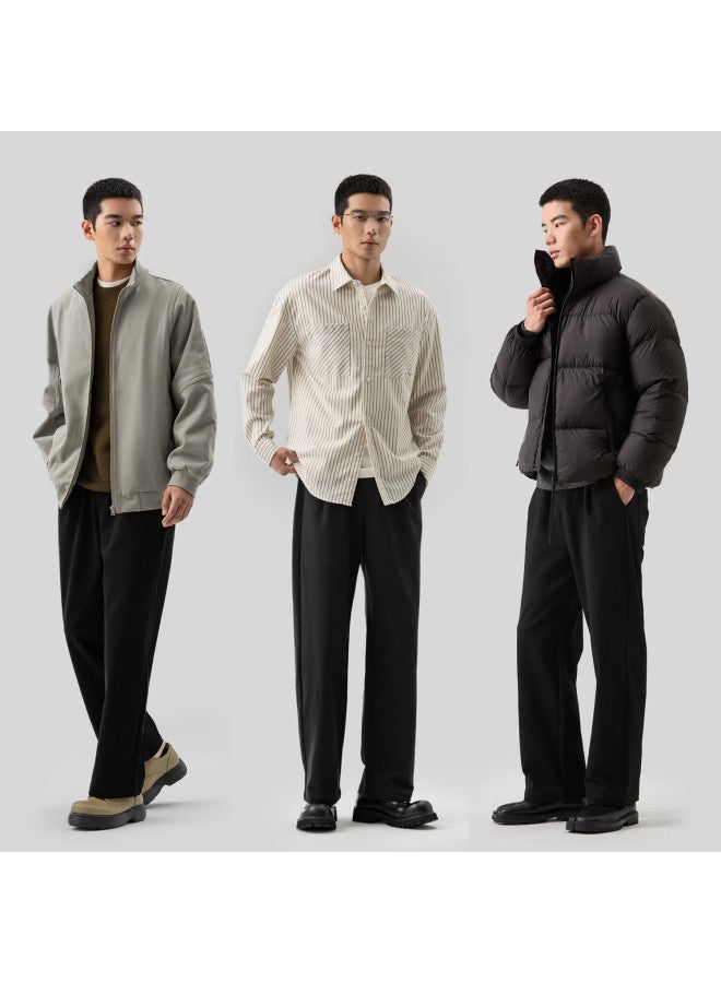 Markless Men's Casual Autumn Winter Loose Straight Cotton Blend Pants 4870 Chestnut Brown S - Image 2