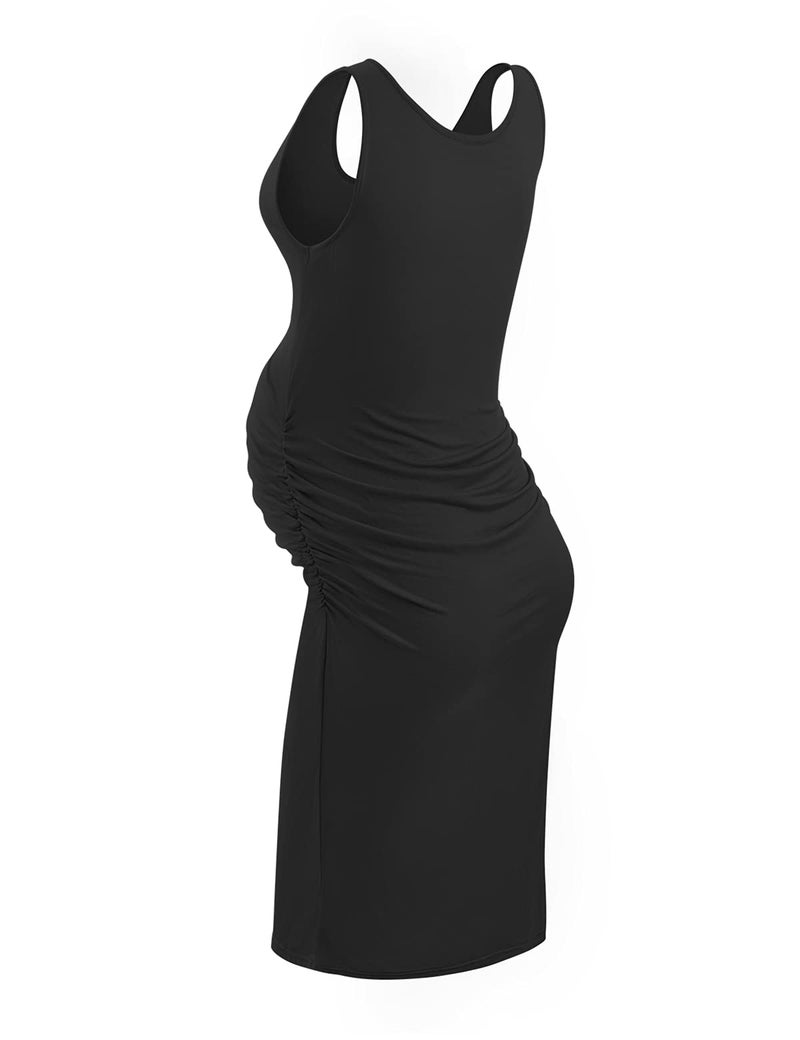 KIM S Maternity Dresses Summer Pregnancy Dress Black Maternity Dress Pregnancy Must Haves Tank Top Skirts Casual Bump Friendly Work Casual Gender Reveal (Black XL) - Image 3