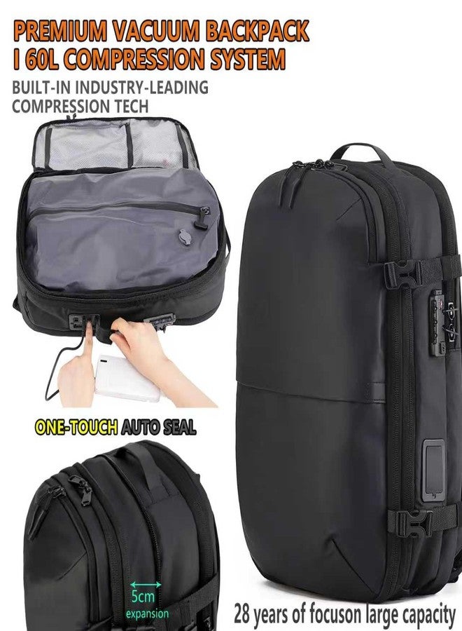 LIGHTGO] Travel-friendly Vacuum Packing Backpack with Built-in Air Pump, Portable Compression Cube, TSA-approved Lock, and Waterproof for College Students and Family Trips. - Image 2
