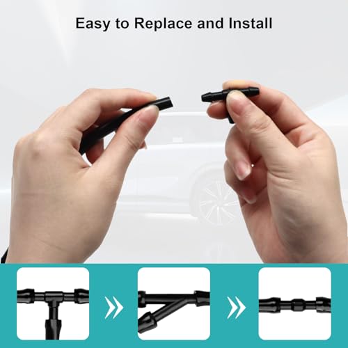 Bcautay Car Windshield Washer Hose 17 Pcs Windshield Washer Hose Kit 5M Washer Fluid Hose with 12 Pcs Hose Connectors 2 Fan Nozzles 2 Rubber Gaskets for Most Car Windshield Washer Tubing - Image 3
