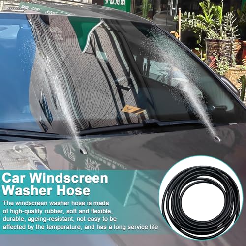 Bcautay Car Windshield Washer Hose 17 Pcs Windshield Washer Hose Kit 5M Washer Fluid Hose with 12 Pcs Hose Connectors 2 Fan Nozzles 2 Rubber Gaskets for Most Car Windshield Washer Tubing - Image 5