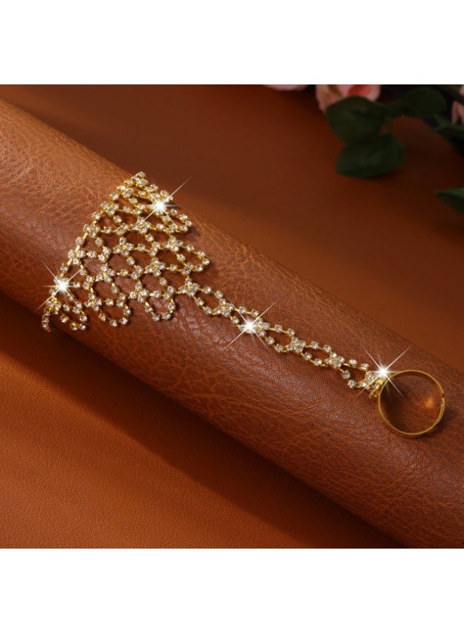New Style Flower Bracelet & Ring Connected Set | Fashion Zirconia Hand Chain for Women - Image 4