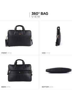 LAVERI LEATHER LAVERI Laptop Bag for Men - Leather Messenger Bag for Office - Fits up to 15 Inch Laptop - Shoulder Bag with Multiple Compartments - Executive Leather Bag for Work/Travel/Casual  - 2817  - Image 2