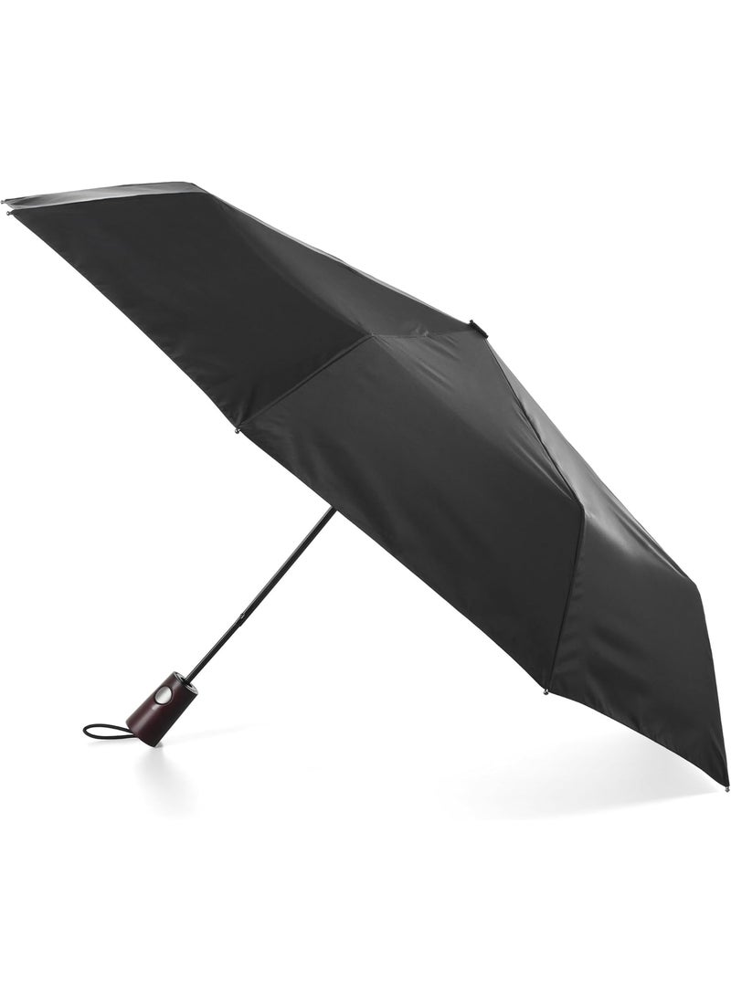 Totes totes Automatic Open Wooden Handle Umbrella Black  - Image 1