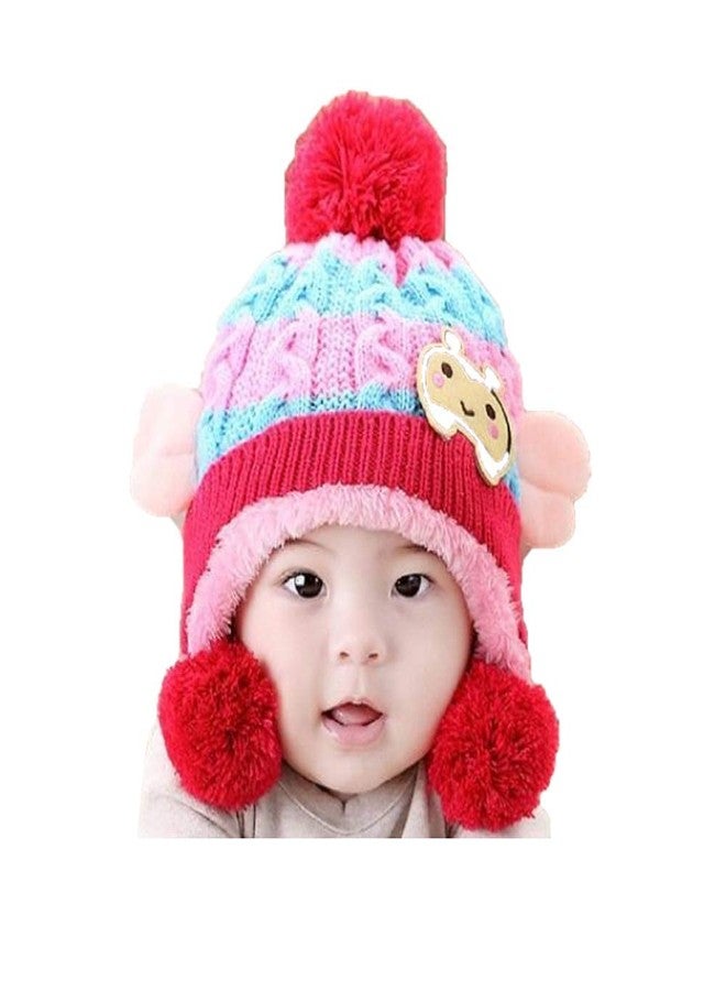 V4U Infant Toddler Baby Winter Hat Warm Woolen Knit Hats for Baby Boy's and Girl's (Multicolor, 01yrs-06yrs)