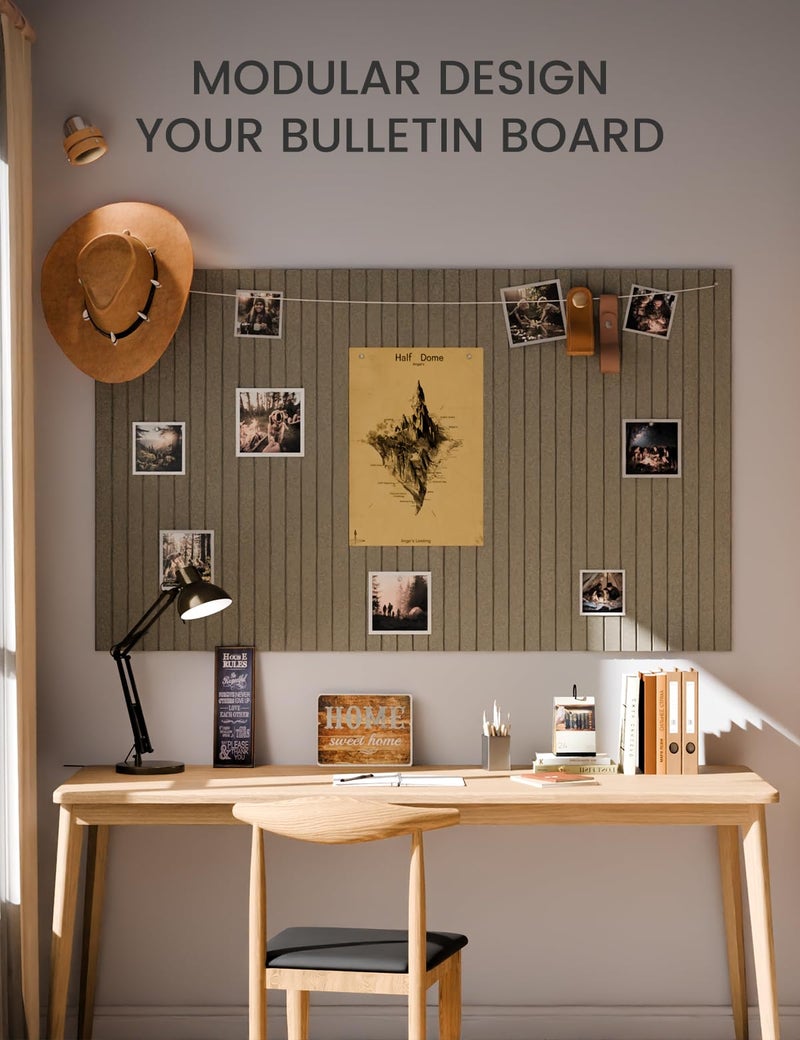 Fluxynara Large Felt Bulletin Board 36"x24" Cork Board Alternative - 6 Pack with 40 Safe Removable Adhesive Tabs, Cork Boards for Walls Cork Board for Home Office Classroom Pin Board-Earth Brown - Image 5