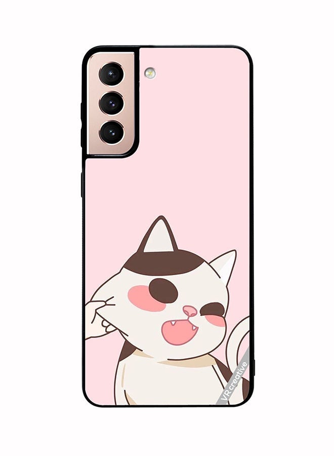 VR CREATIVE Protective Case Cover For Samsung Galaxy S21 5G Cheeky Cat Design Multicolour - Image 1