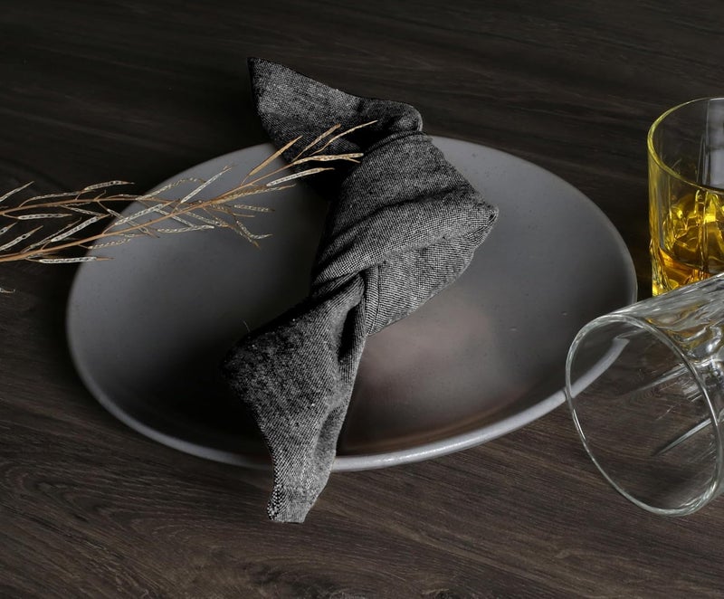Native Fab Set of 4 Chambray Cloth Napkins  100 Cotton 17x17 Inches Soft Durable Washable HotelQuality Dinner Napkins  Reusable Table Linen for Home Dining Caf Events Buffet Black - Image 3