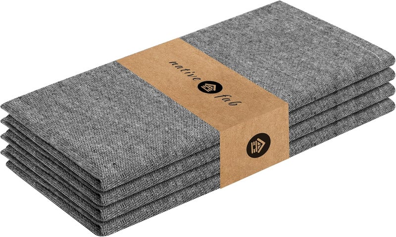 Native Fab Set of 4 Chambray Cloth Napkins  100 Cotton 17x17 Inches Soft Durable Washable HotelQuality Dinner Napkins  Reusable Table Linen for Home Dining Caf Events Buffet Black - Image 1