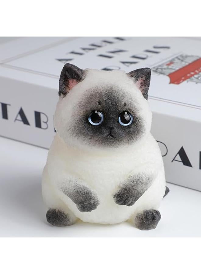 Big Taba Squishy Chubby Siamese Cat - Handmade Silicone Sensory Toy for Stress Relief and Relaxation
