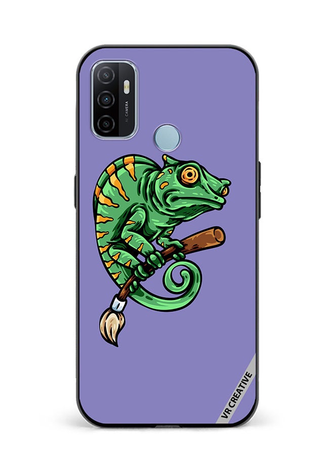 VR CREATIVE Protective Case Cover For Oppo A53 Chameleon On Broom Design Multicolour - Image 1