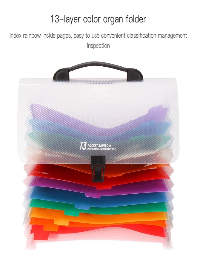 HJSMing 11 13 Pockets-Handle Portable Expandable Multicolor A4 Accordion File Manager/Business Office Student Plastic Folder Organizer - Image 3