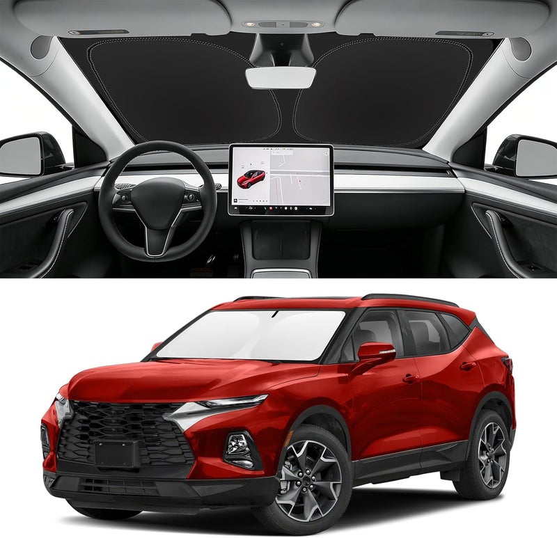 SLOGENTO Custom Fit Windshield Sun Shade for Chevy Blazer 2019-2026, Blocks UV & Heat, Front Window Sunshade Accessories, Easy Fold & Store Keep Your Car Cooler - Image 1