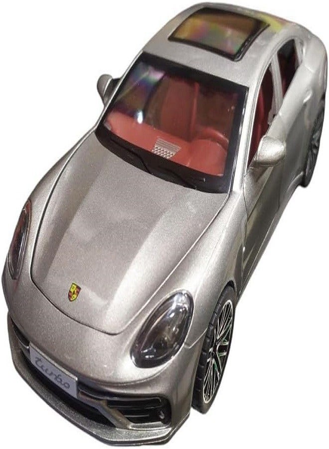1:24 Porsche Palamella Diecast Metal Car Model Sound and Lights - Openable Doors & Hood & Trunk, Gift for Kids & Adults (Gray) - Image 1
