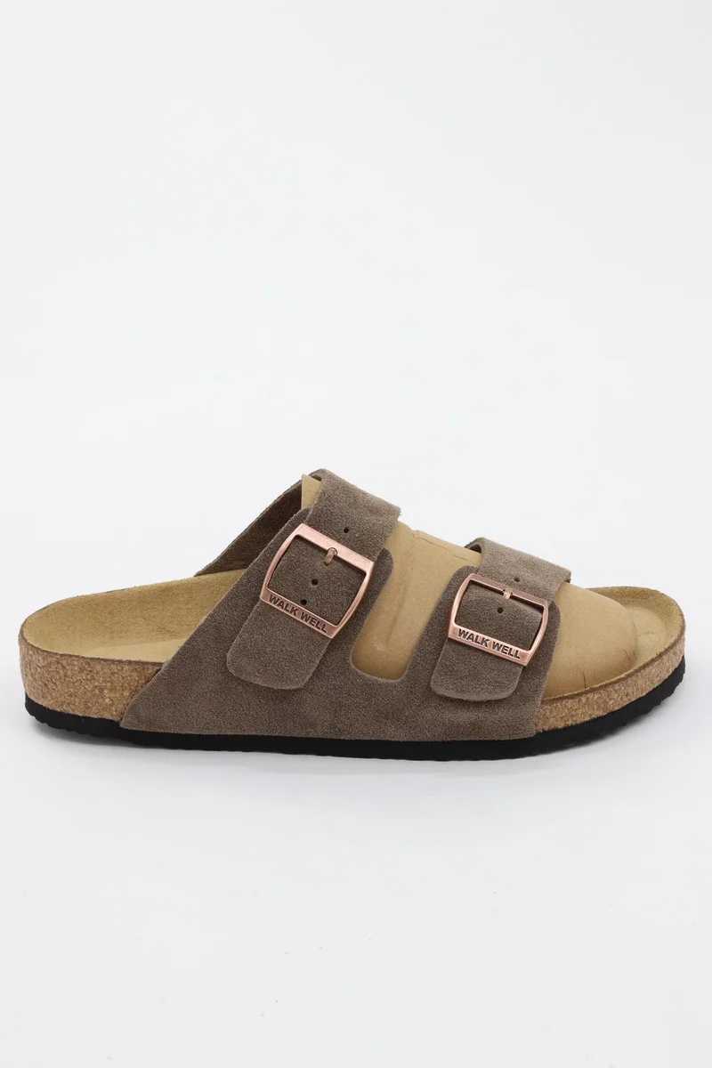 Walk Well Walk Well Genuine Suede Leather Slides