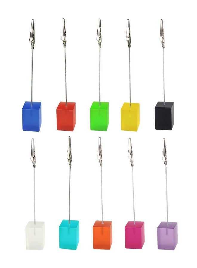 TFu 10 pcs Cube Base Picture Holders with Clip, Cute Polaroid Desktop Photo Paper Clip Stand for Paper Name Place Card Postcard Memo Menu Note Picture Christmas Wedding Number Card Display - Image 4