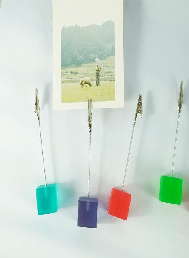 TFu 10 pcs Cube Base Picture Holders with Clip, Cute Polaroid Desktop Photo Paper Clip Stand for Paper Name Place Card Postcard Memo Menu Note Picture Christmas Wedding Number Card Display - Image 2
