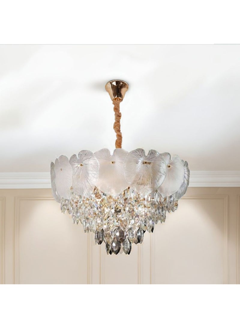 DANUBE HOME Tara Mx Crystal Chandelier Hg 55106-600 - Elegant Iron & Crystal Design, Leaf Motif, 1-Year Warranty, Perfect for Modern Interiors  - Image 1