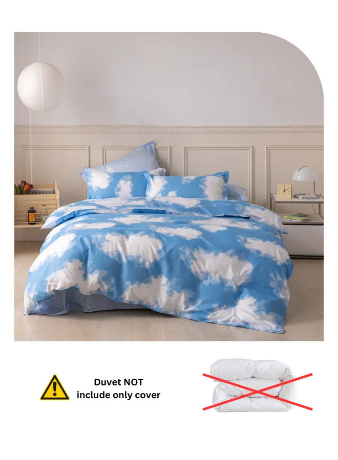 LUNA Home Single size 4 Piece Duvet cover set 3D design Cloud Pattern, sky blue color.  - Image 3