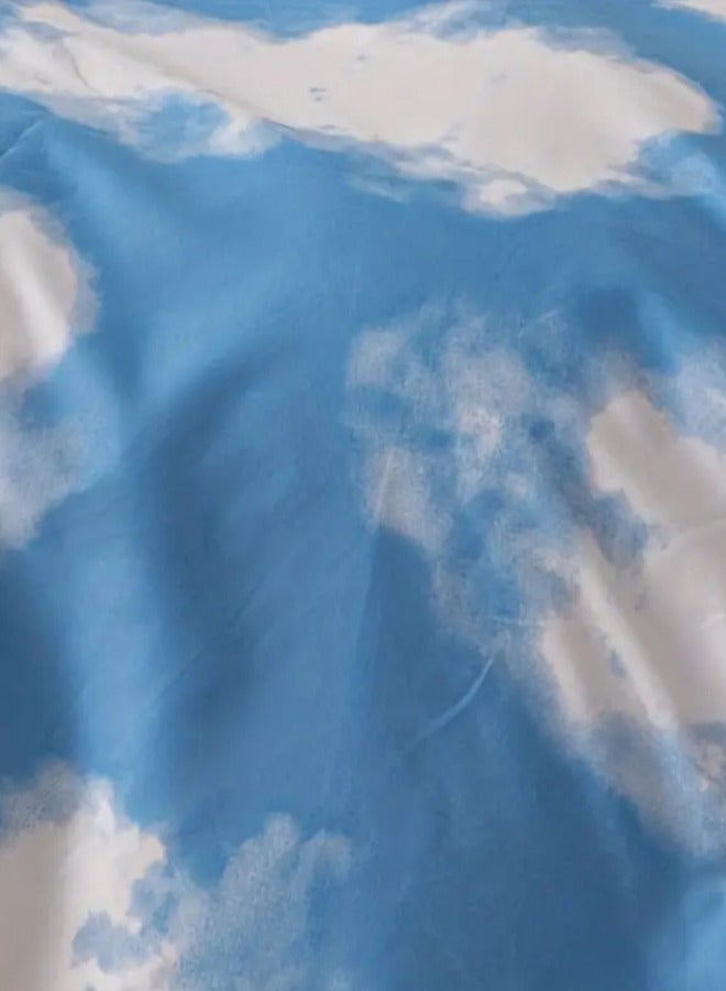 LUNA Home Single size 4 Piece Duvet cover set 3D design Cloud Pattern, sky blue color.  - Image 5
