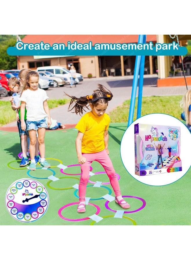 FunBlast Hopscotch Game - Indoor and Outdoor Active Play Rings Game for Kids - 14 Rings and 18 Connectors Jumping Game, Unicorn Hopscotch Game, Educational Colorful Rings Game for Kids - Image 5