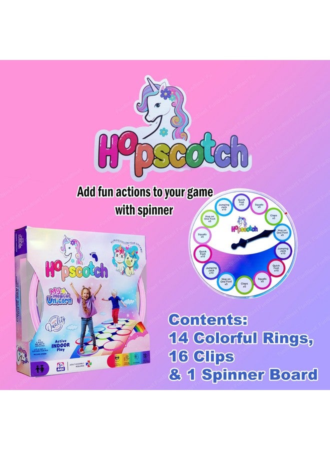 FunBlast Hopscotch Game - Indoor and Outdoor Active Play Rings Game for Kids - 14 Rings and 18 Connectors Jumping Game, Unicorn Hopscotch Game, Educational Colorful Rings Game for Kids - Image 3