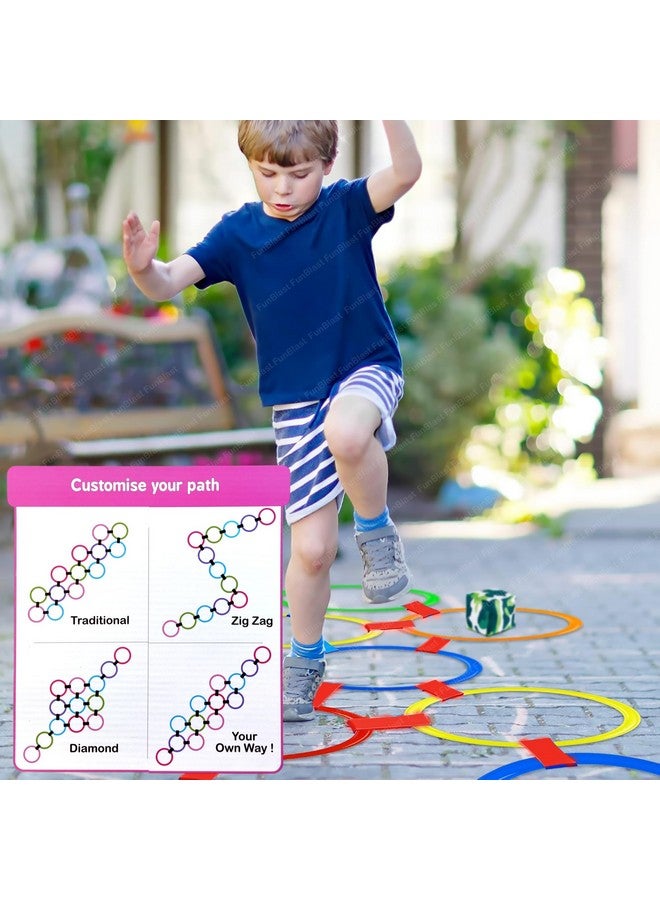 FunBlast Hopscotch Game - Indoor and Outdoor Active Play Rings Game for Kids - 14 Rings and 18 Connectors Jumping Game, Unicorn Hopscotch Game, Educational Colorful Rings Game for Kids - Image 4