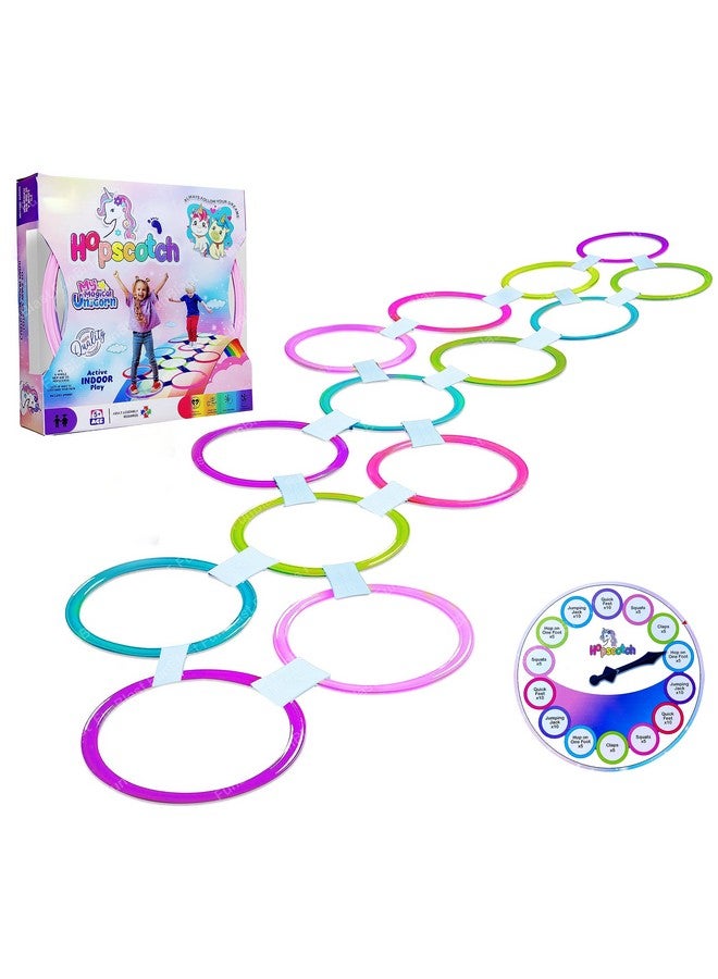 FunBlast Hopscotch Game - Indoor and Outdoor Active Play Rings Game for Kids - 14 Rings and 18 Connectors Jumping Game, Unicorn Hopscotch Game, Educational Colorful Rings Game for Kids - Image 1