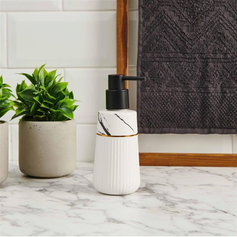 Skywalk Modern Style Ceramic Liquid Soap Dispenser for Bathroom & Kitchen (250 ml)(White) SWKA-1305WH - Image 3