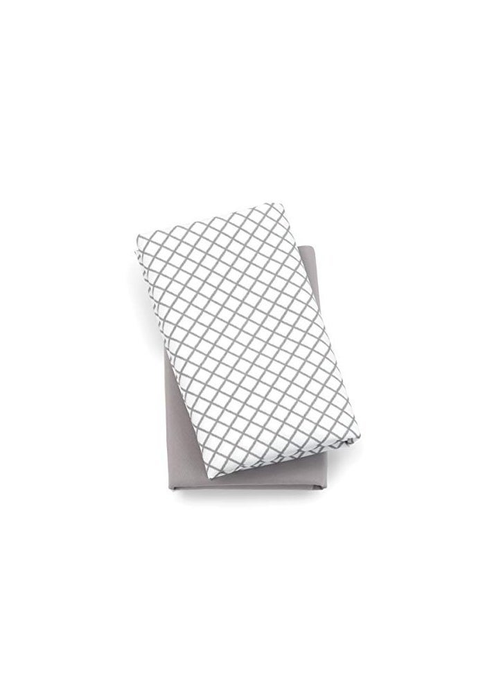 Chicco Lullaby Playard Sheets Grey Diamond 2Pack GreyWhite - Image 1