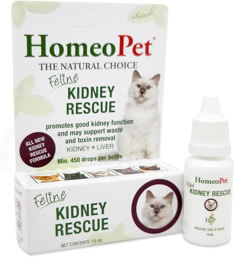 HomeoPet Feline Kidney Rescue Safe and Natural Renal Supplement for Cats and Kittens 15 Milliliters - Image 1