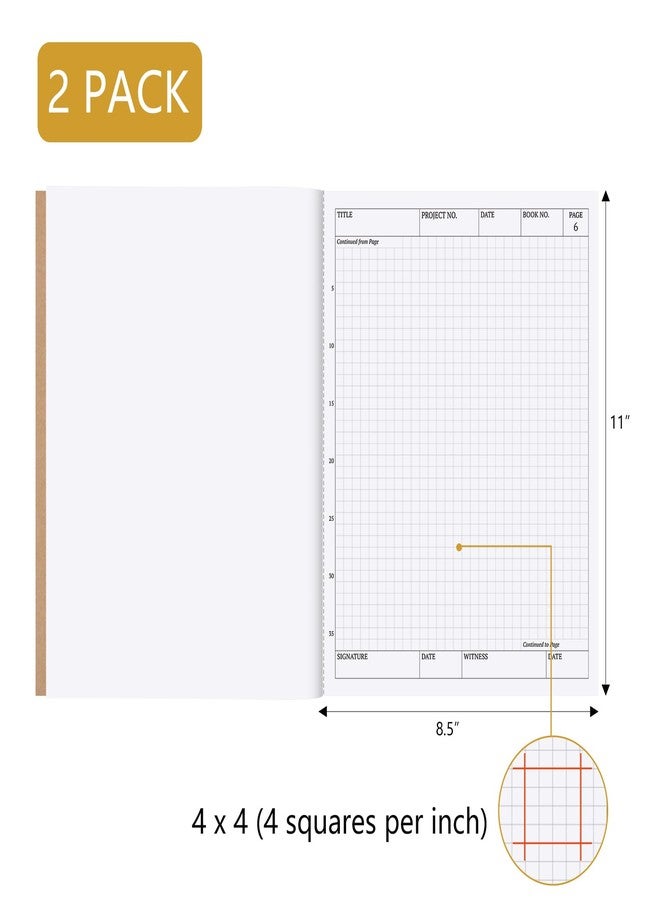 suituts 2 Pack Carbonless Chemistry Lab Notebook, 8.5X11 Inch Students Lab Notebook for Scientific/Physic/Biology, 50 Sets Per Pack, 4x4 Square Grid (Kraft) - Image 2