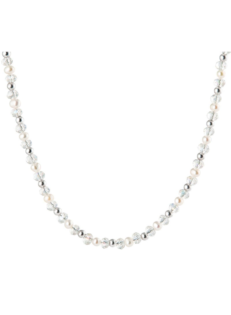 Minza ” Silver Beach ” Pure 925 Sterling Silver, Pearl Stone, Handmade Necklace for Women, Beaded Necklace, 2.200 grams of Silver, Jewelry for Casual & Special Occasion - Image 2