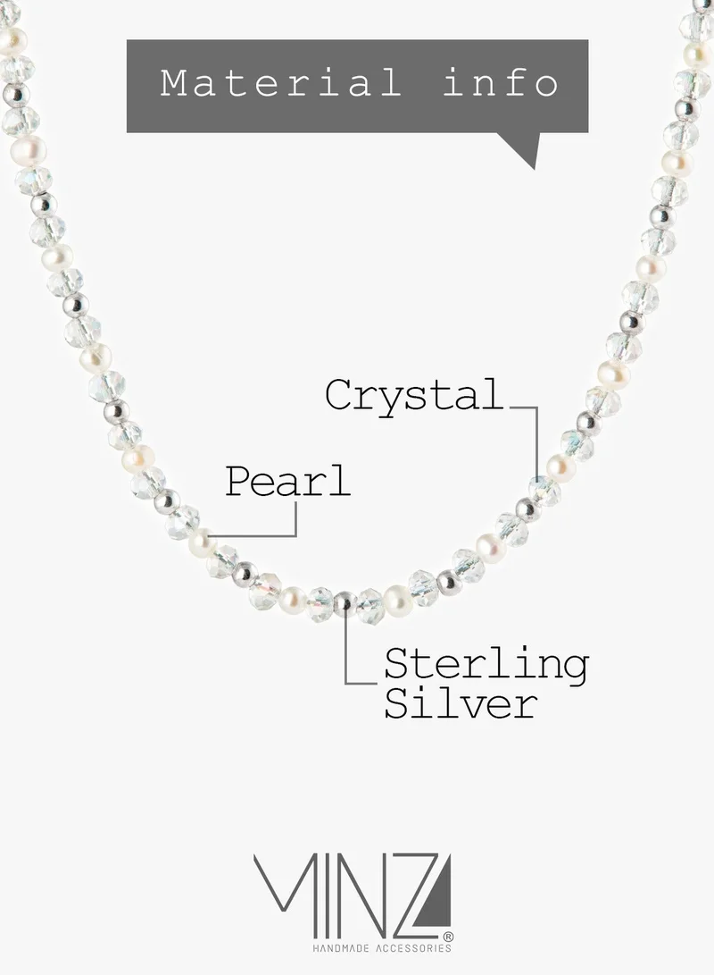 Minza  Minza ” Silver Beach ” Pure 925 Sterling Silver, Pearl Stone, Handmade Necklace for Women, Beaded Necklace, 2.200 grams of Silver, Jewelry for Casual & Special Occasion for Women | Best Price UAE