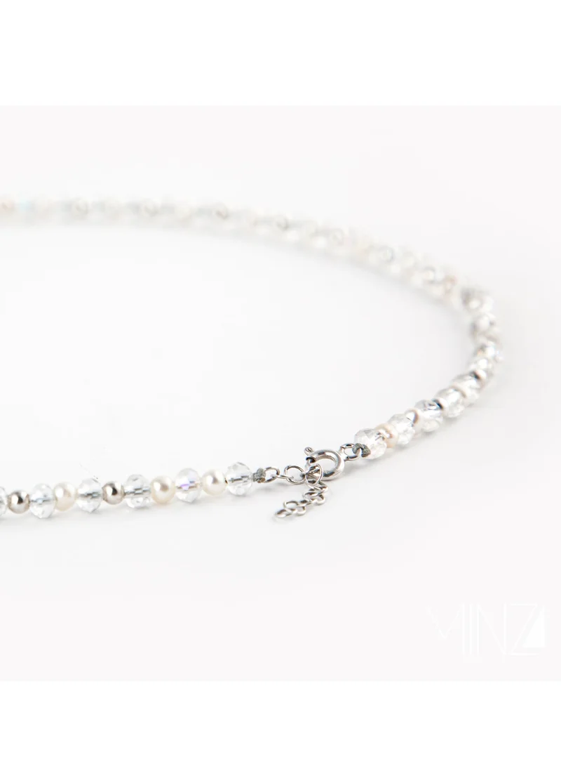 Minza  Minza ” Silver Beach ” Pure 925 Sterling Silver, Pearl Stone, Handmade Necklace for Women, Beaded Necklace, 2.200 grams of Silver, Jewelry for Casual & Special Occasion for Women | Best Price UAE