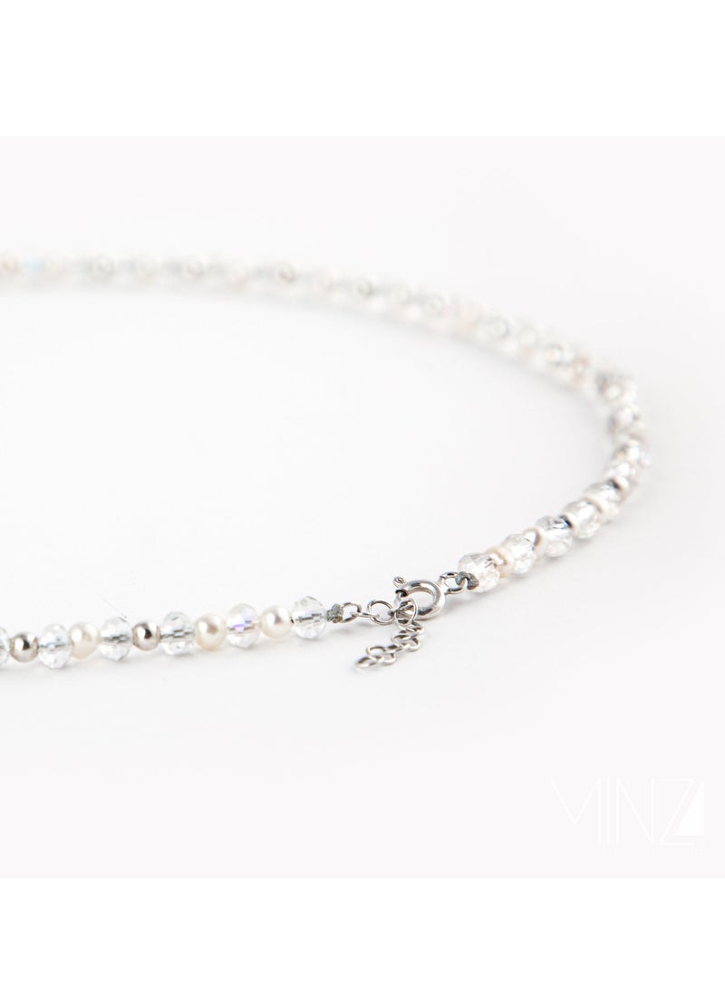 Minza ” Silver Beach ” Pure 925 Sterling Silver, Pearl Stone, Handmade Necklace for Women, Beaded Necklace, 2.200 grams of Silver, Jewelry for Casual & Special Occasion - Image 5