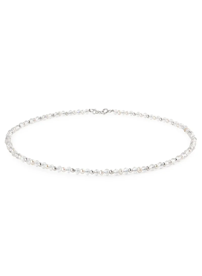 Minza  Minza ” Silver Beach ” Pure 925 Sterling Silver, Pearl Stone, Handmade Necklace for Women, Beaded Necklace, 2.200 grams of Silver, Jewelry for Casual & Special Occasion for Women | Best Price UAE